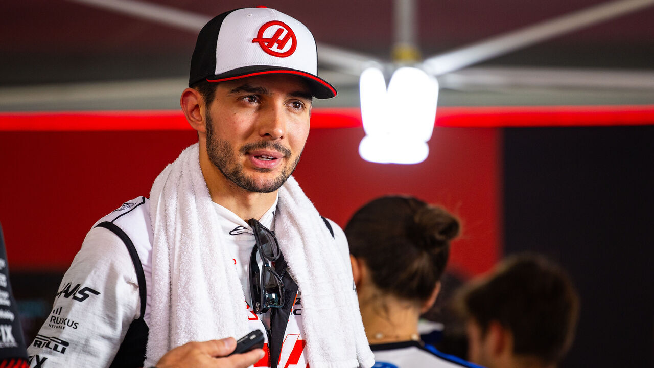 MADRID, SPAIN - SEPTEMBER 13: Esteban Ocon of France and Haas F1 Team answers questions in the TV media pen during the F1 Grand Prix of Spain at Madring on September 13, 2026 in Madrid, Spain.