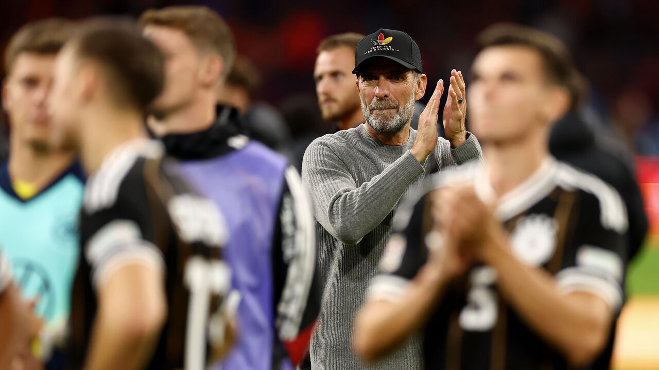 AMSTERDAM, NETHERLANDS - SEPTEMBER 24: Juergen Klopp, Head Coach of Germany, acknowledges the fans after the UEFA Nations League 2026/27 group phase match between Netherlands and Germany at Johan Cruijff Arena on September 24, 2026 in Amsterdam, Netherlands.