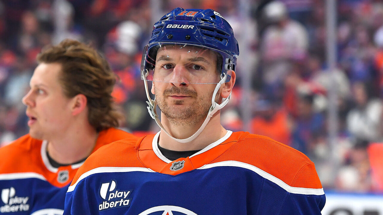 EDMONTON, CANADA - APRIL 28: Zach Hyman #18 of the Edmonton Oilers participates in warmups prior to Game Five of the First Round of the 2026 Stanley Cup Playoffs against the Anaheim Ducks at Rogers Place on April 28, 2026, in Edmonton, Alberta, Canada.