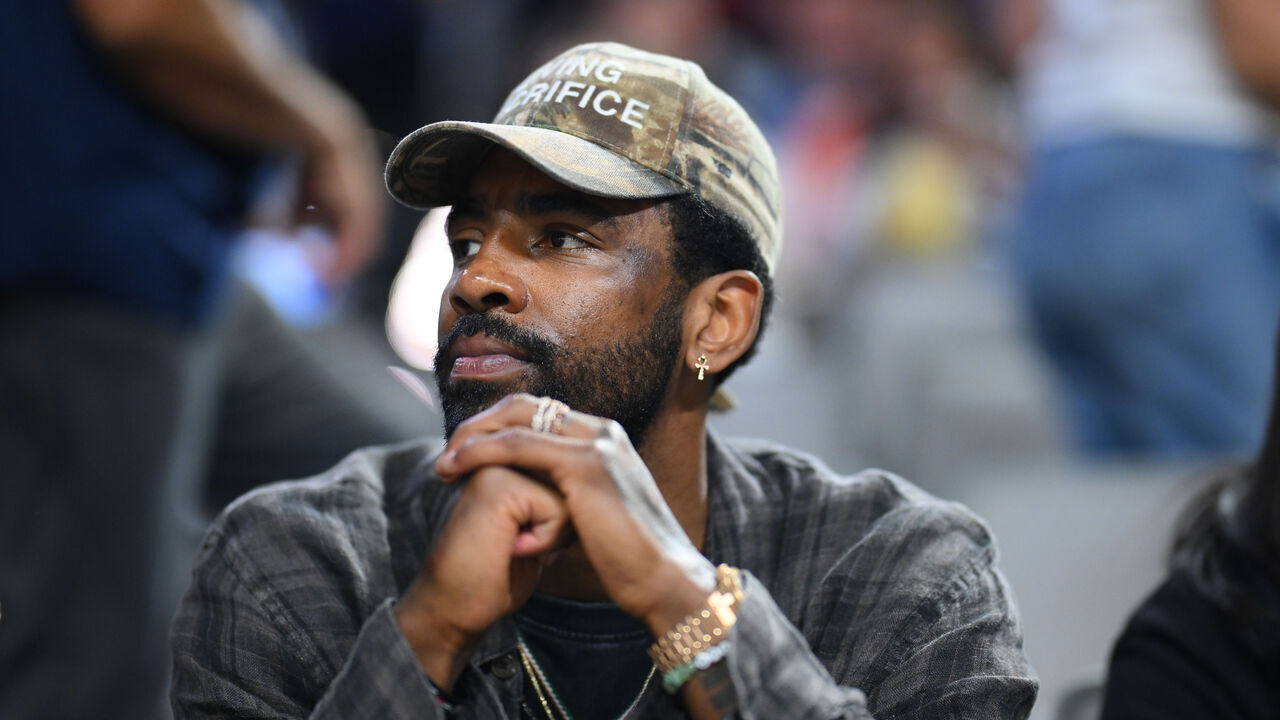 FORT WORTH, TEXAS - MARCH 29: Kyrie Irving of the Dallas Mavericks watches the game between the UConn Huskies and the Notre Dame Fighting Irish during an Elite Eight round game of the 2026 NCAA Women's Basketball Tournament held at Dickies Arena on March 29, 2026 in Fort Worth, Texas.