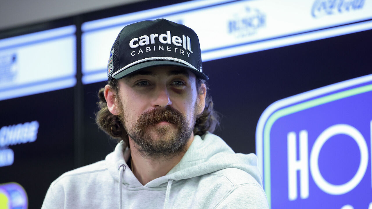 KANSAS CITY, KANSAS - SEPTEMBER 25: NASCAR Cup Series driver, Ryan Blaney speaks to the media during a press conference at Kansas Speedway on September 25, 2026 in Kansas City, Kansas.
