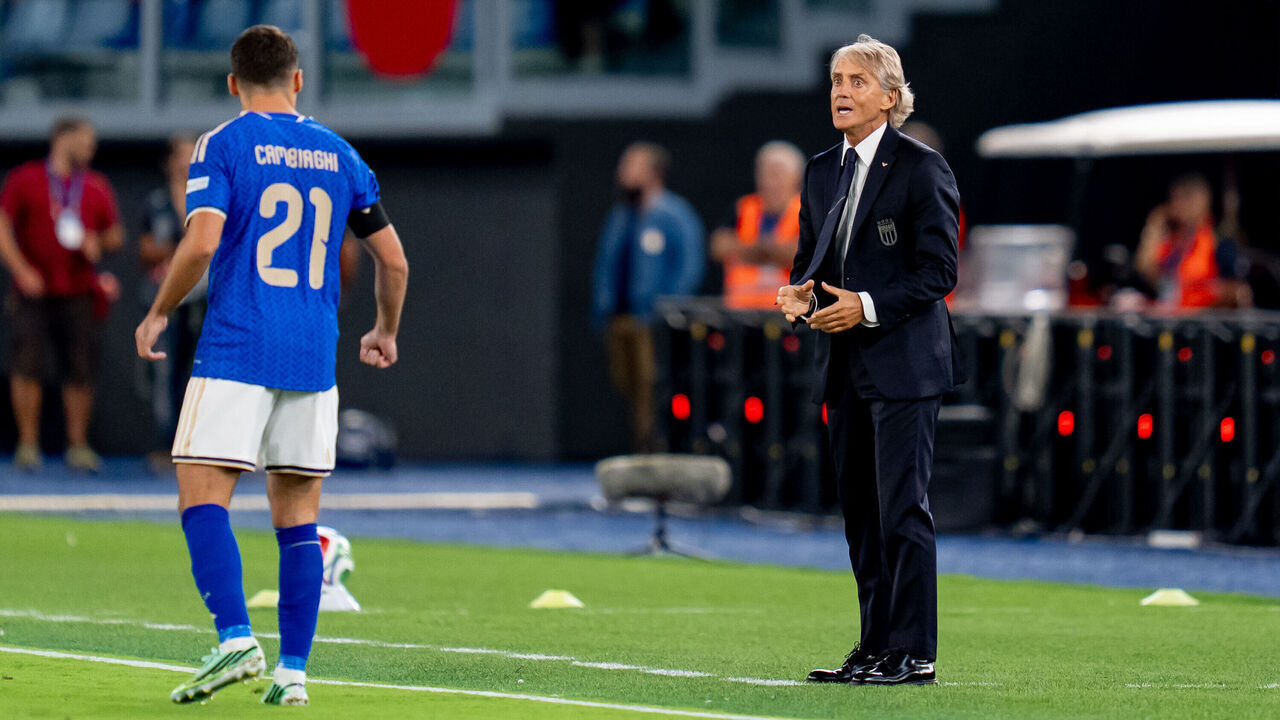 Roberto Mancini Head Coach of Italy gestures during the UEFA Nations League 2026/27 Group A1 MD1 match between Italy and Blgium at Stadio Olimpico on September 25, 2026 in Rome, Italy