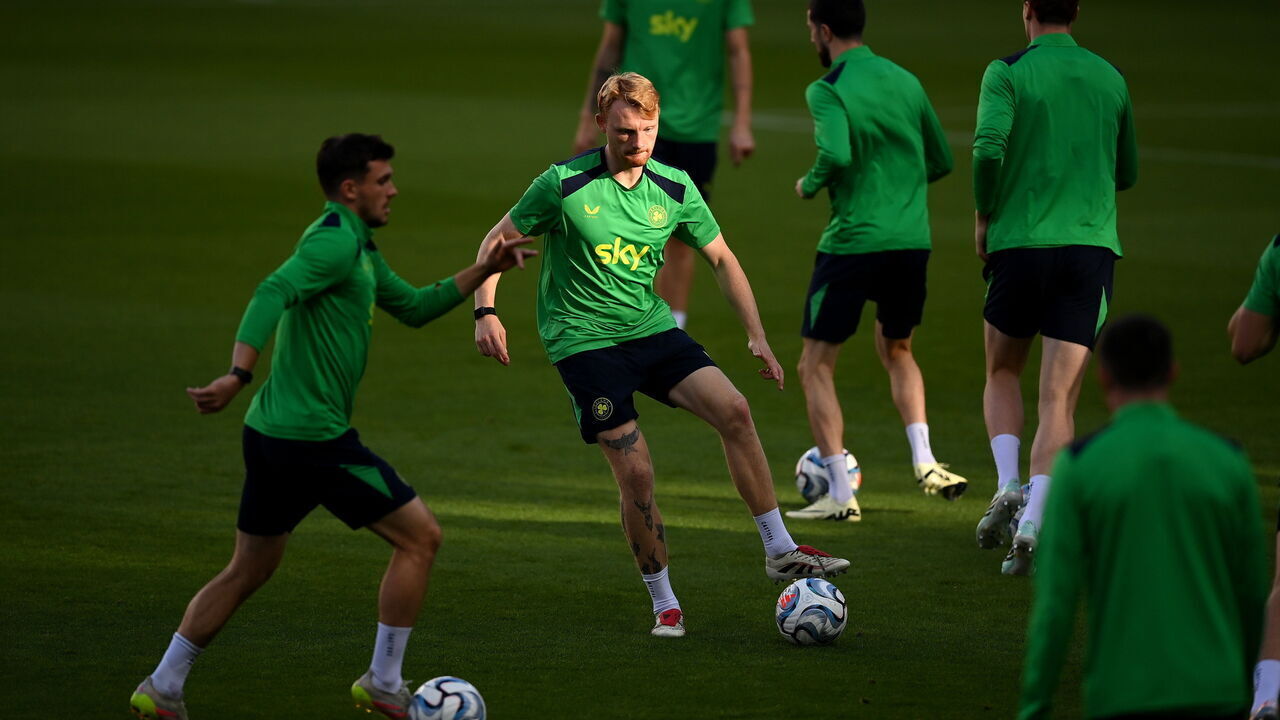 Debrecen , Hungary - 26 September 2026; Liam Scales during the Republic of Ireland training session at Nagyerdei Stadion in Debrecen, Hungary.