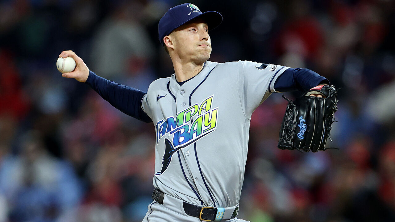 PHILADELPHIA, PENNSYLVANIA - SEPTEMBER 26: Griffin Jax #22 of the Tampa Bay Rays pitches in the first inning during a game against the Philadelphia Phillies at Citizens Bank Park on September 26, 2026 in Philadelphia, Pennsylvania.
