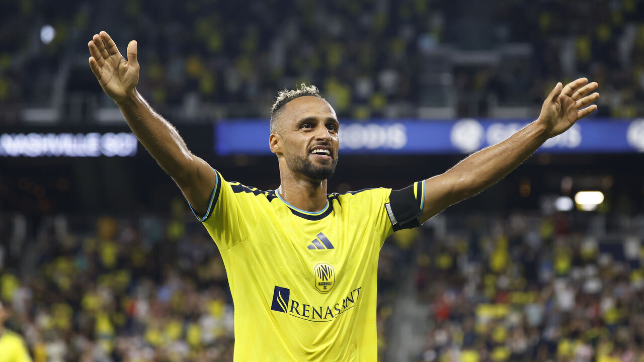 NASHVILLE, TENNESSEE - SEPTEMBER 19: Hany Mukhtar #10 of the Nashville SC celebrates after a goal during the second half of the match against the Chicago Fire FC at GEODIS Park on September 19, 2026 in Nashville, Tennessee.