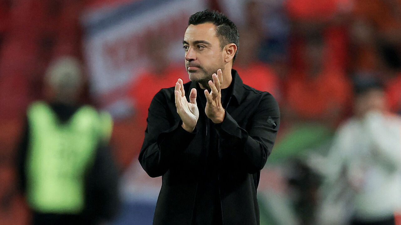 Netherlands' coach Xavi Hernández reacts during the UEFA Nations League Group A2 football match between Serbia and Netherlands at the Rajko Mitic stadium in Belgrade on September 27, 2026.