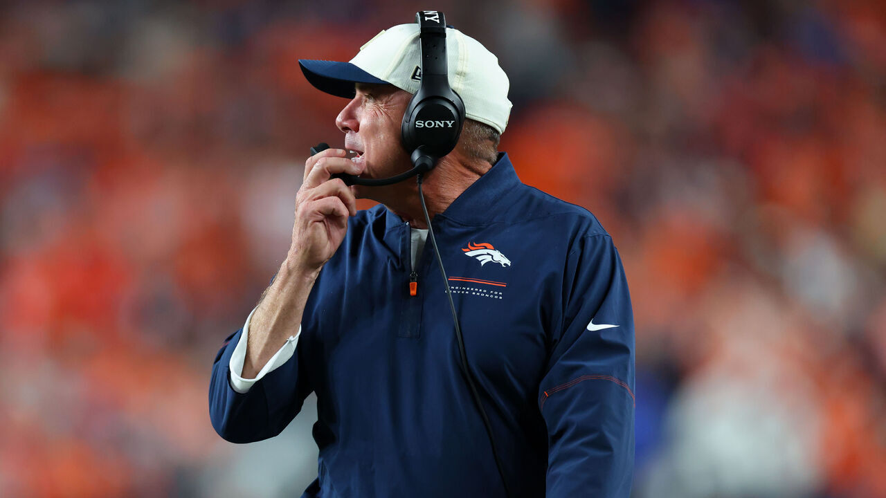DENVER, CO - SEPTEMBER 27: Sean Payton of the Denver Broncos looks on during the third quarter against the Los Angeles Rams at Empower Field at Mile High on September 27, 2026 in Denver, Colorado.