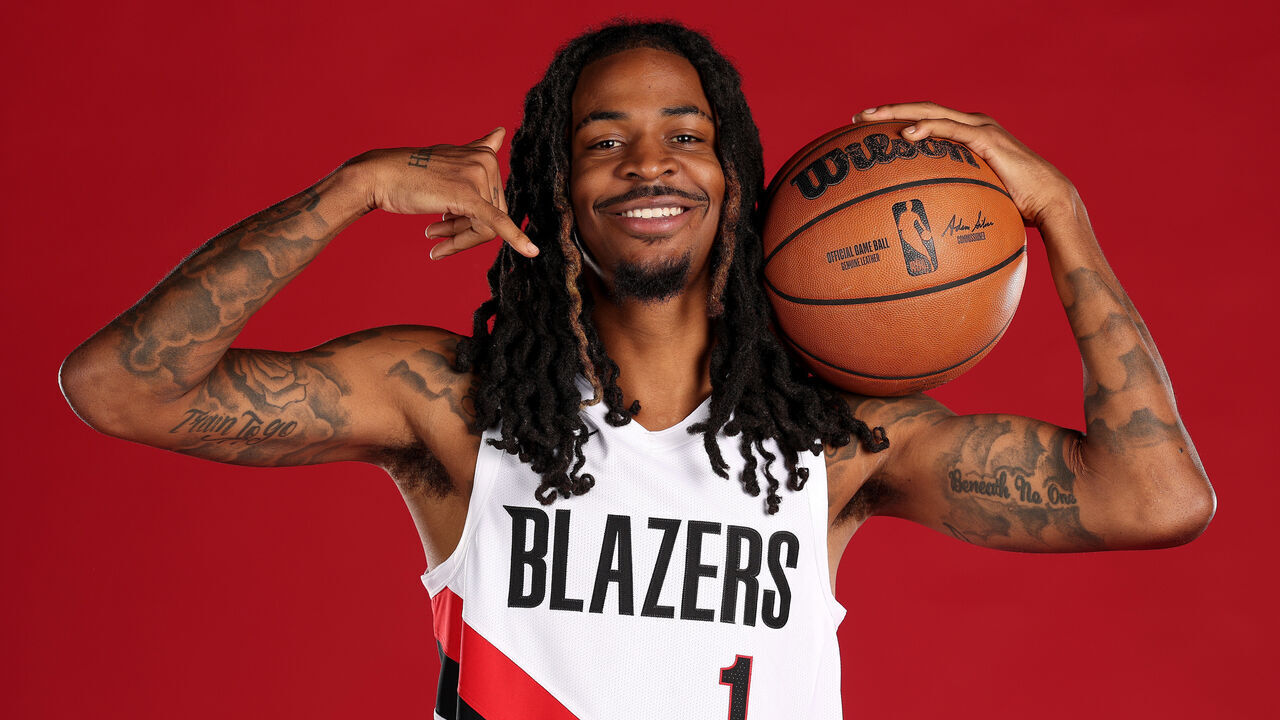 PORTLAND, OREGON - SEPTEMBER 28: Ja Morant #1 of the Portland Trail Blazers poses for a portrait during NBA media day at Moda Center on September 28, 2026 in Portland, Oregon. NOTE TO USER: User expressly acknowledges and agrees that, by downloading and or using this photograph, User is consenting to the terms and conditions of the GettyImages License Agreement.