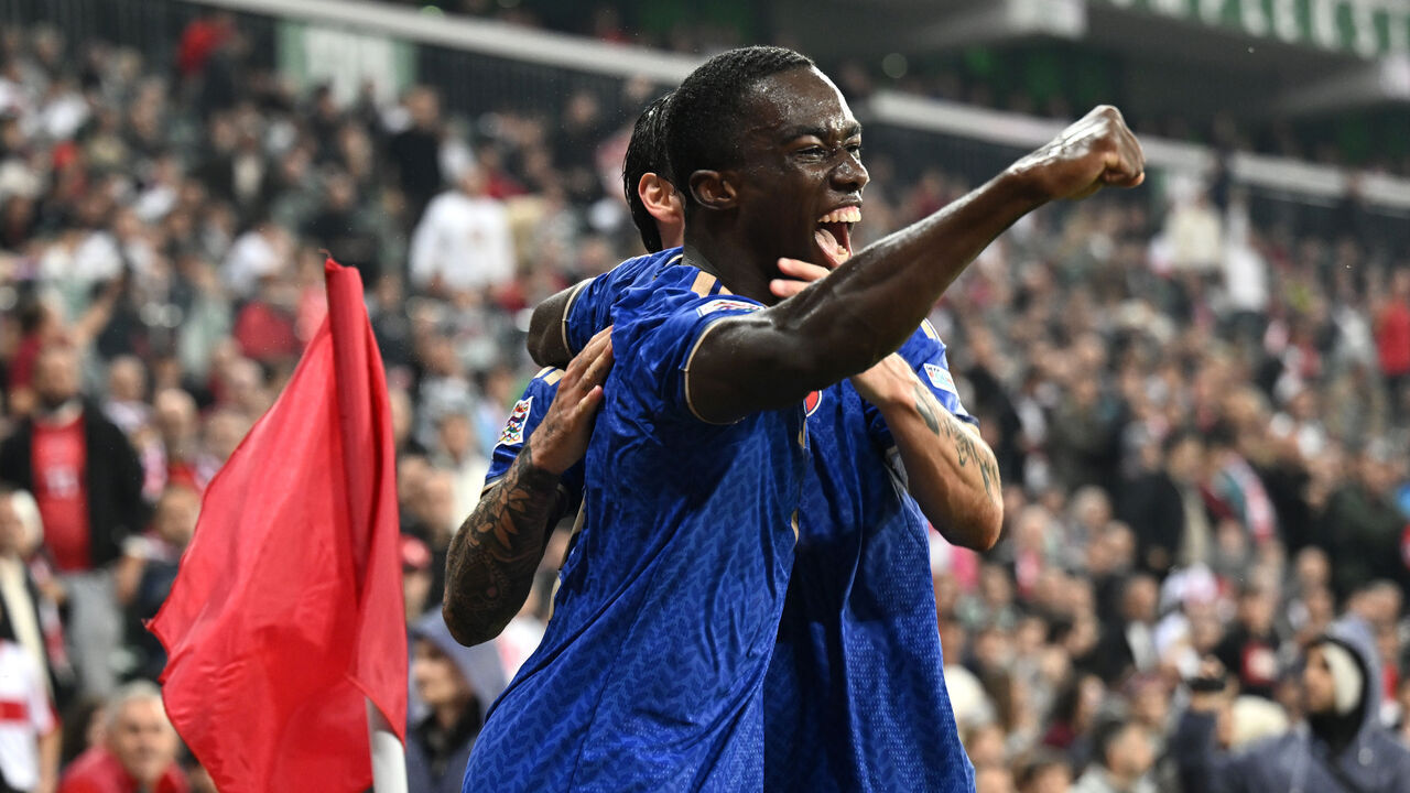 BURSA, TURKEY - SEPTEMBER 28: Michael Kayode of Italy celebrates his goal during the UEFA Nations League 2026/27 group phase match between Türkiye and Italy at Atatürk Spor Kompleksi Matli Stadyumu on September 28, 2026 in Bursa, Turkey.