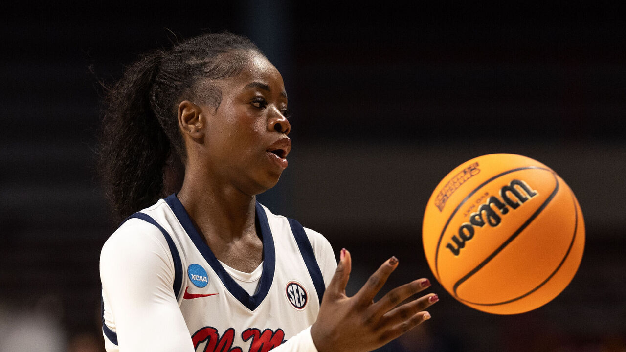 MINNEAPOLIS, MINNESOTA - MARCH 20: Sira Thienou #0 of Ole Miss Rebels passes the ball against the Gonzaga Bulldogs in the first quarter during a first round game of the 2026 NCAA Women's Basketball Tournament held at Williams Arena on March 20, 2026 in Minneapolis, Minnesota.