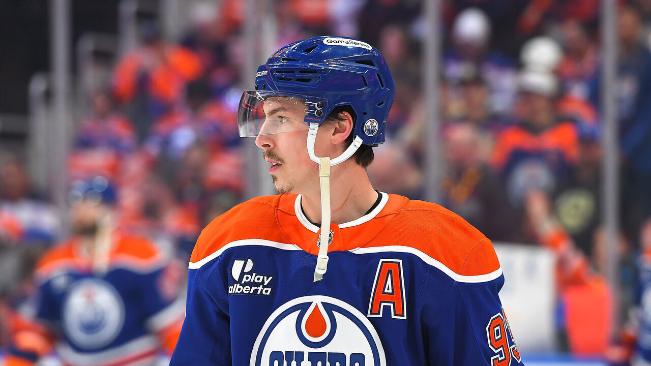 EDMONTON, CANADA - APRIL 28: Ryan Nugent-Hopkins #93 of the Edmonton Oilers participates in warmups prior to Game Five of the First Round of the 2026 Stanley Cup Playoffs against the Anaheim Ducks at Rogers Place on April 28, 2026, in Edmonton, Alberta, Canada.