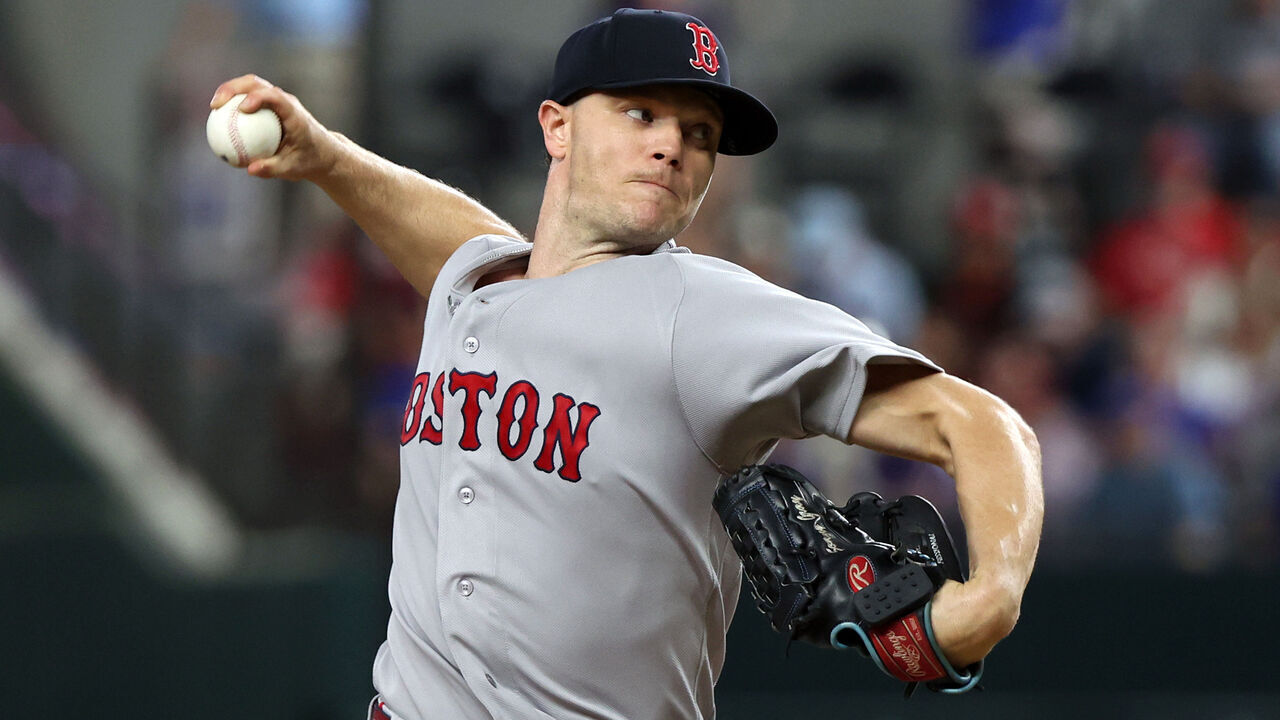 ARLINGTON, TEXAS - SEPTEMBER 17: Sonny Gray #54 of the Boston Red Sox pitches against the Texas Rangers in the first inning at Globe Life Field on September 17, 2026 in Arlington, Texas.