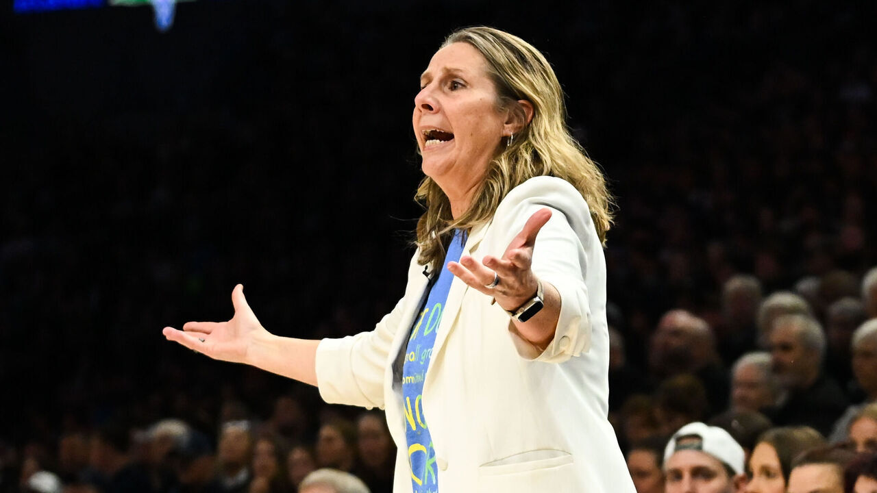 MINNEAPOLIS, MINNESOTA - SEPTEMBER 27: Cheryl Reeve head coach of the Minnesota Lynx reacts against the New York Liberty during the first quarter of Game One of the first round of the WNBA Playoffs at Target Center on September 27, 2026 in Minneapolis, Minnesota.