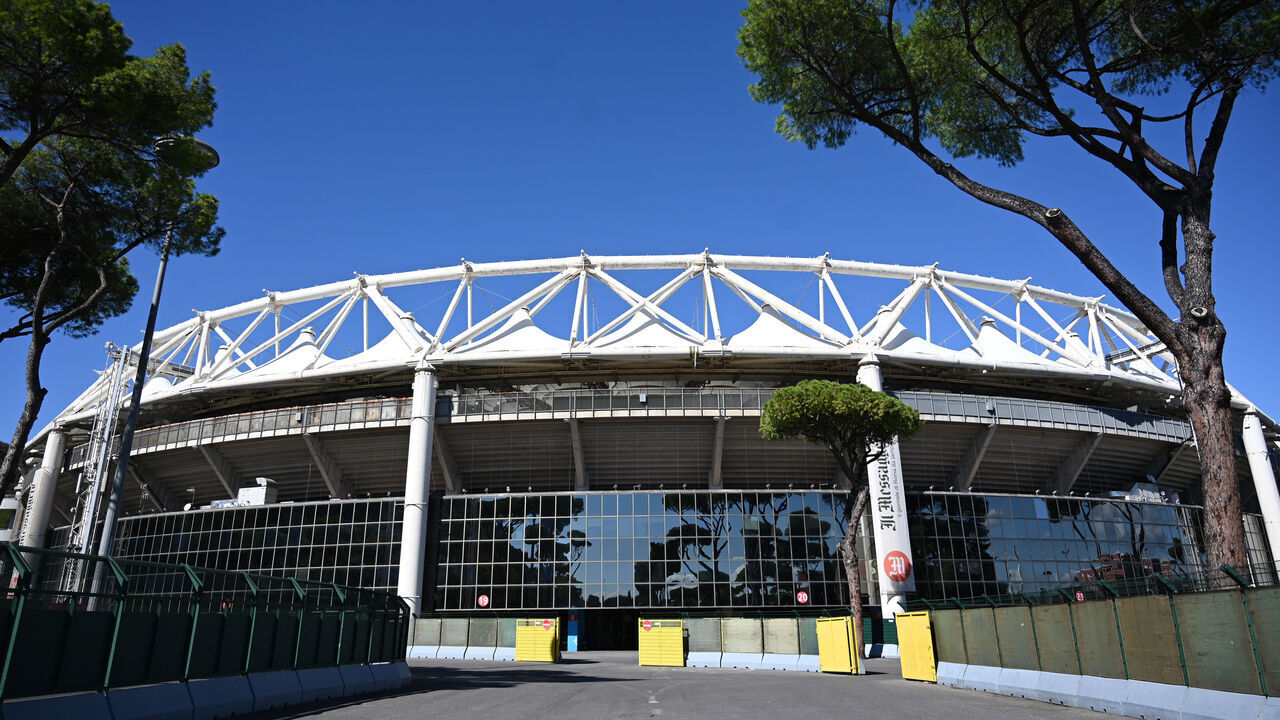 ROME, ITALY - OCTOBER 02: General view outside the stadium prior to the UEFA Europa League 2025/26 League Phase MD2 match between AS Roma and LOSC Lille at Stadio Olimpico on October 02, 2025 in Rome, Italy.