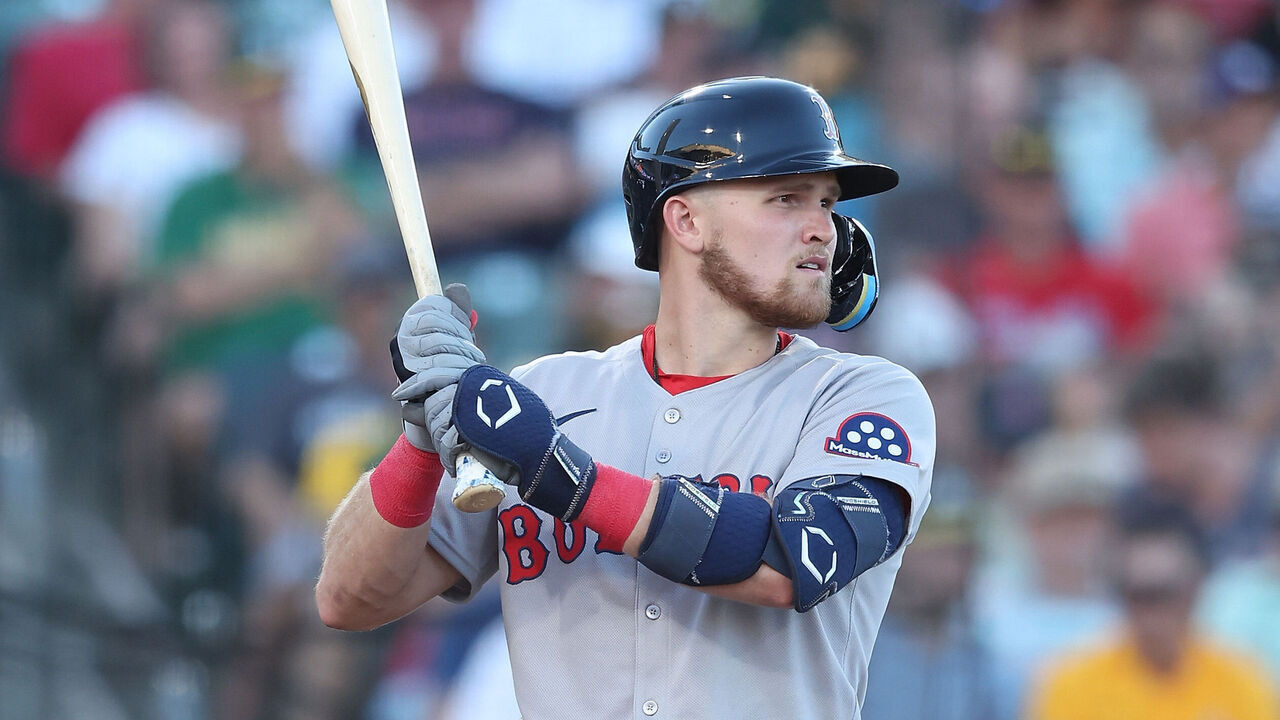 SACRAMENTO, CALIFORNIA - JULY 27: Curtis Mead #25 of the Boston Red Sox at bat against the Athletics at Sutter Health Park on July 27, 2026 in Sacramento, California.