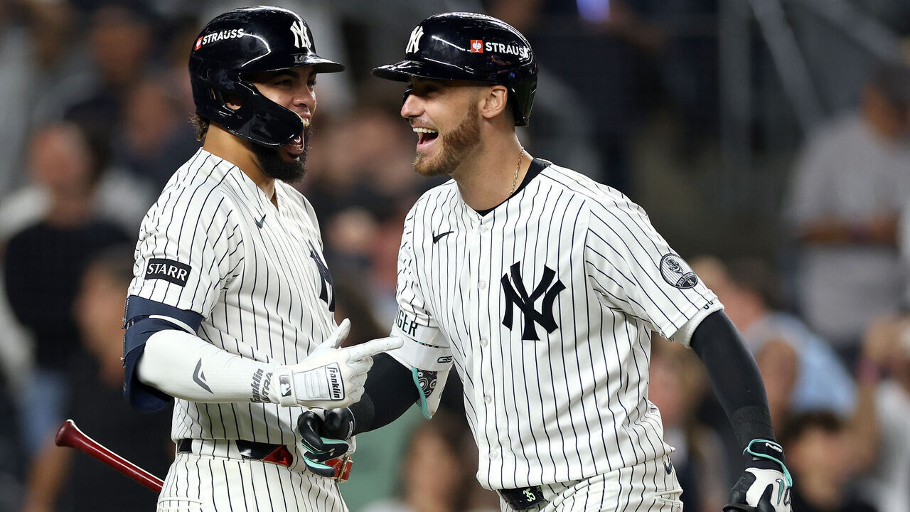NEW YORK, NEW YORK - SEPTEMBER 30: Cody Bellinger #35 of the New York Yankees reacts after a three-run home run against the Boston Red Sox during the sixth inning in game two of the American League Wild Card Series at Yankee Stadium on September 30, 2026 in the Bronx borough of New York City.