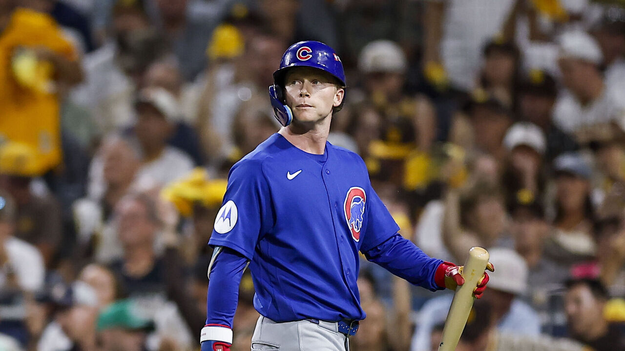 San Diego, California - September 30: Pete Crow-Armstrong #4 of the Chicago Cubs walks back to the dugout after popping out against the San Diego Padres during game two of the National League Wild Card Series at Petco Park on Wednesday, Sept. 30, 2026 in San Diego, California.