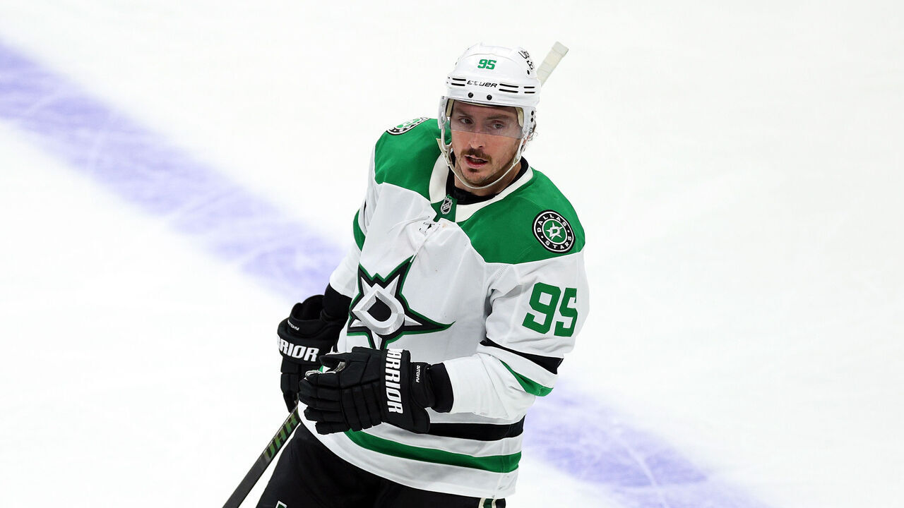 ST PAUL, MINNESOTA - APRIL 22: Matt Duchene #95 of the Dallas Stars looks on after scoring a goal against the Minnesota Wild in the third period of Game Three of the First Round of the 2026 Stanley Cup Playoffs at Grand Casino Arena on April 22, 2026 in St Paul, Minnesota. The Stars defeated the Wild 4-3 in double overtime.