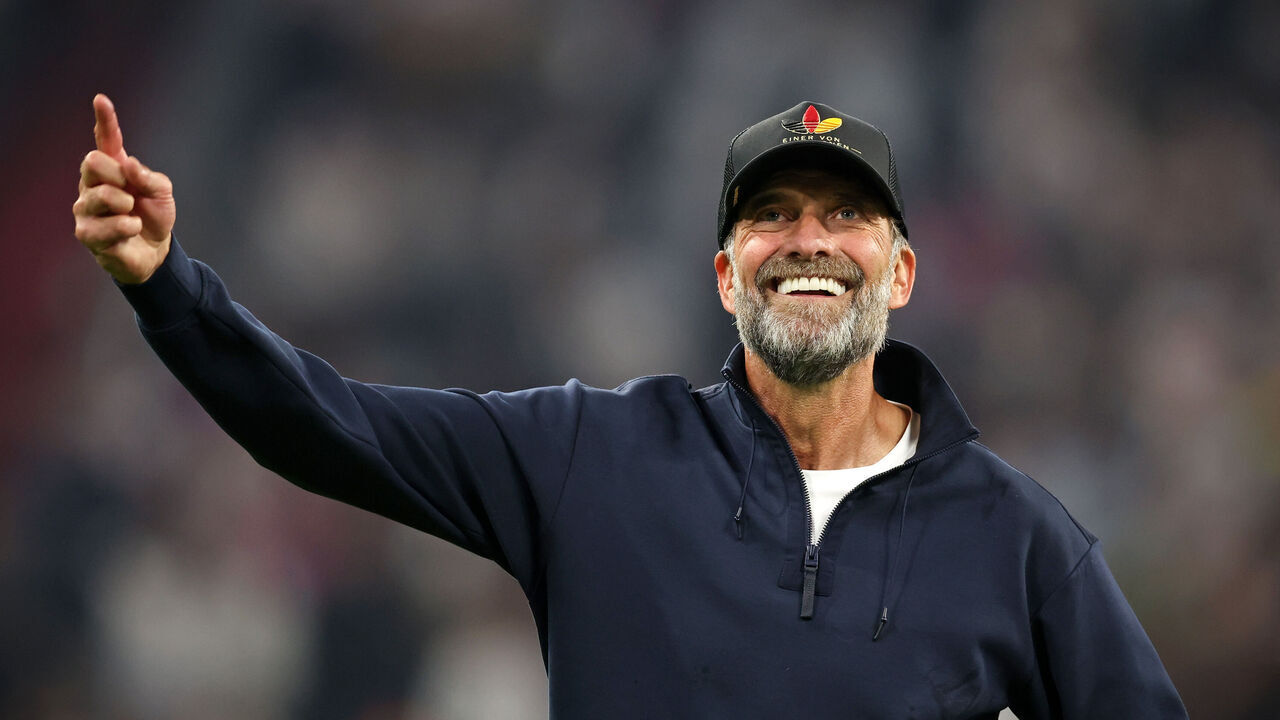 MUNICH, GERMANY - OCTOBER 01: Jürgen Klopp Coach of Germany celebrate with the fans after their sides victory the UEFA Nations League 2026/27 group phase match between Germany and Serbia at Allianz Arena on October 01, 2026 in Munich, Germany.