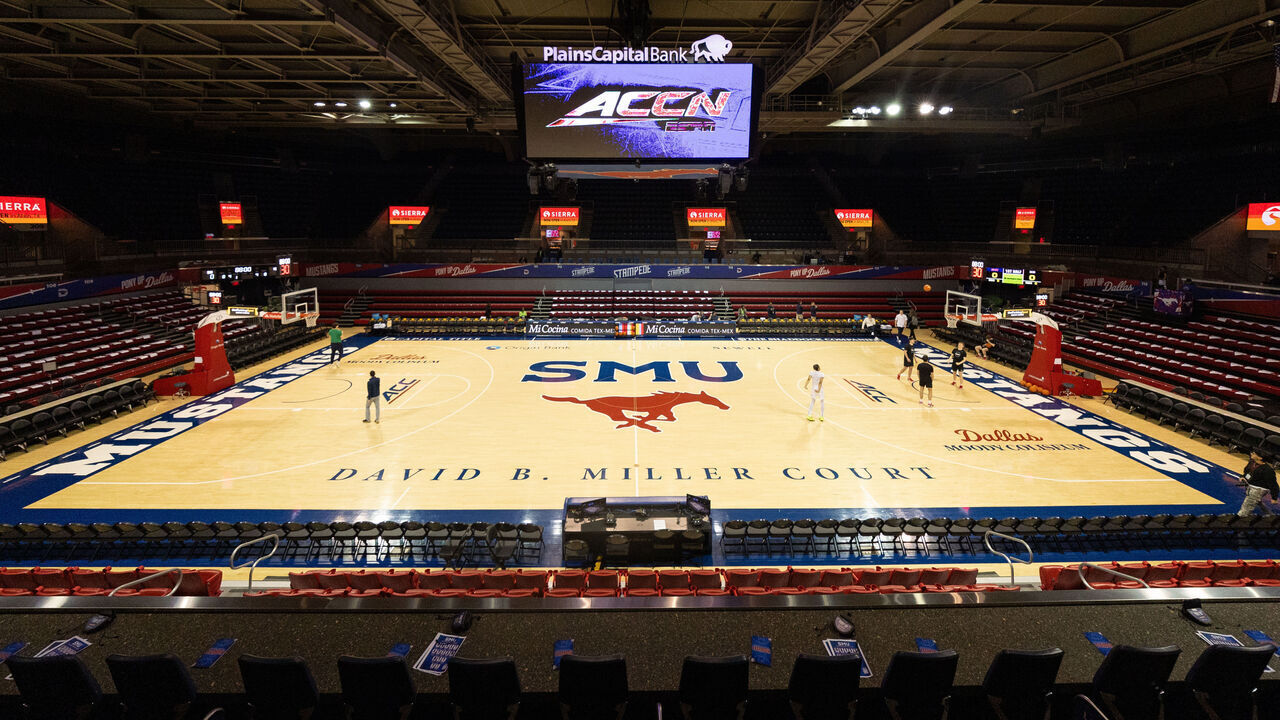 DALLAS, TX - FEBRUARY 10: General photo of Moody Coliseum before NCAA basketball game between University of Notre Dame and Southern Methodist University at Moody Coliseum on February 10, 2026 in Dallas, TX .