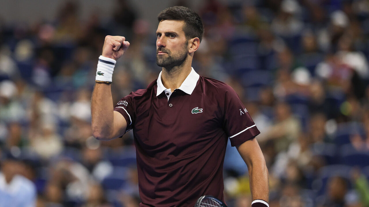 BEIJING, CHINA - OCTOBER 02: Novak Djokovic of Serbia reacts in the Men's single second round match against Yunchaokete Bu of China on day two of China Open at the National Tennis Center on October 01, 2026 in Beijing, China.