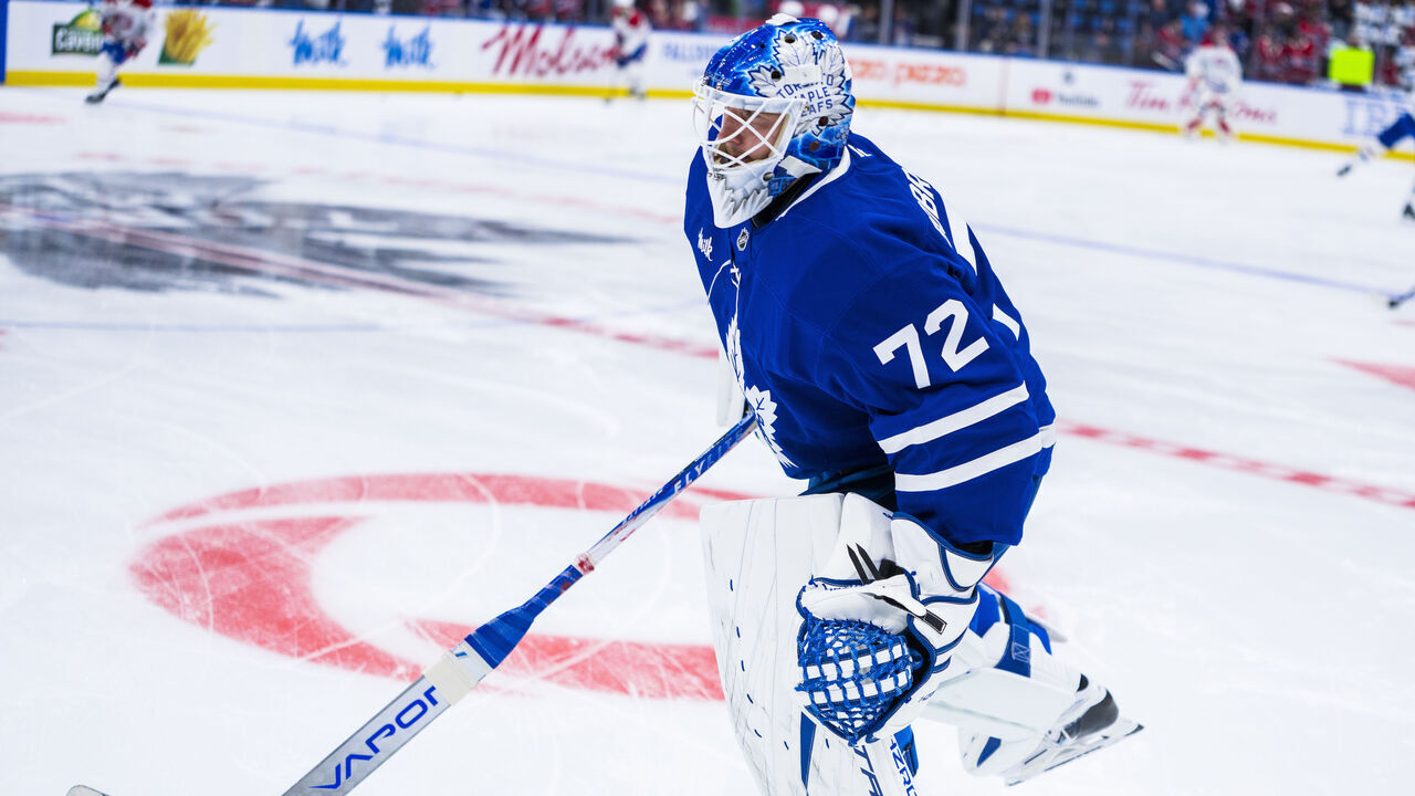 TORONTO, CANADA - SEPTEMBER 29: Sergei Bobrovsky #72 of the Toronto Maple Leafs takes part in warm ups prior to play against the Montreal Canadiens ahead of their NHL game at Scotiabank Arena on September 29, 2026 in Toronto, Canada.