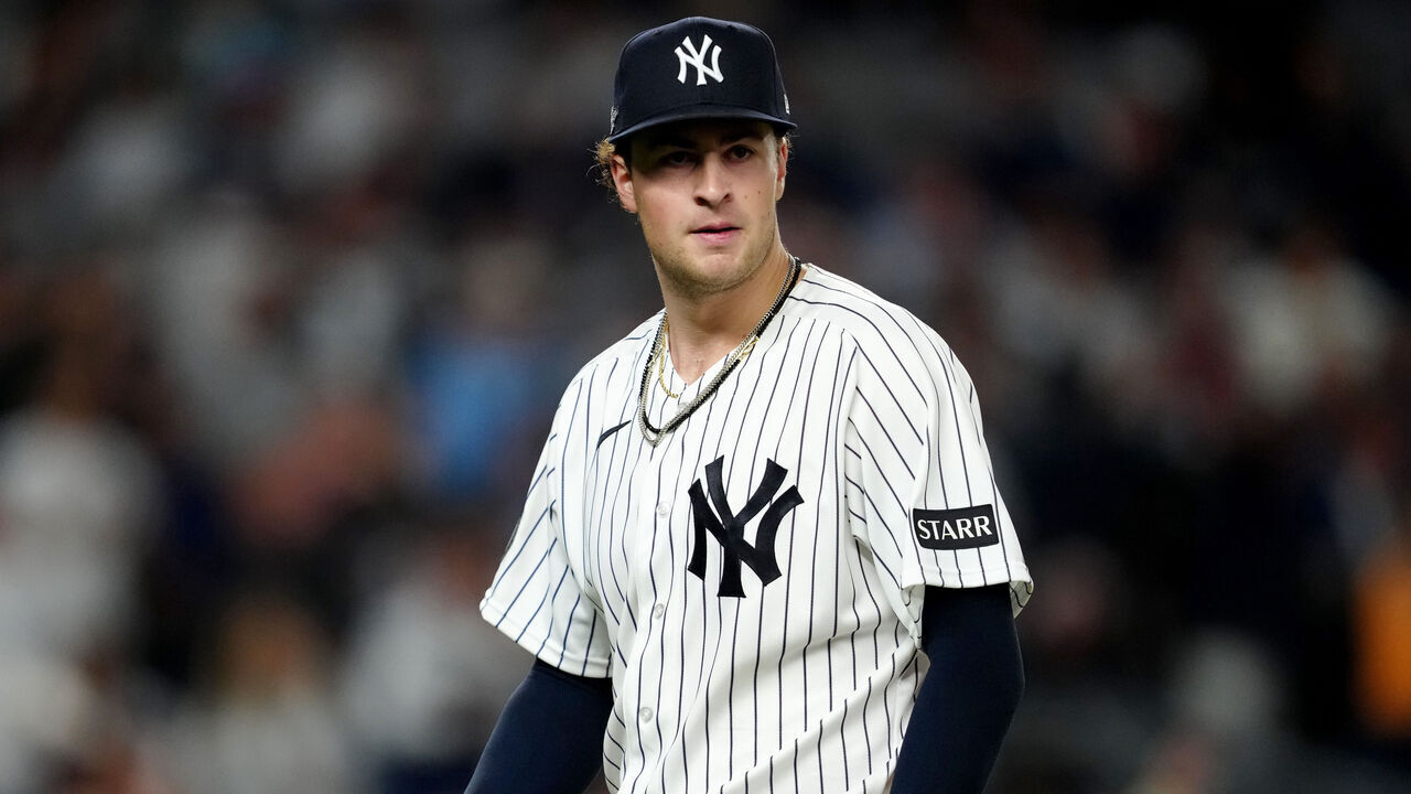 NEW YORK, NY - SEPTEMBER 29: Cam Schlittler #31 of the New York Yankees looks on during Game One of the American League Wild Card Series presented by AbbVie between the Boston Red Sox and the New York Yankees at Yankee Stadium on Tuesday, September 29, 2026 in New York, New York.