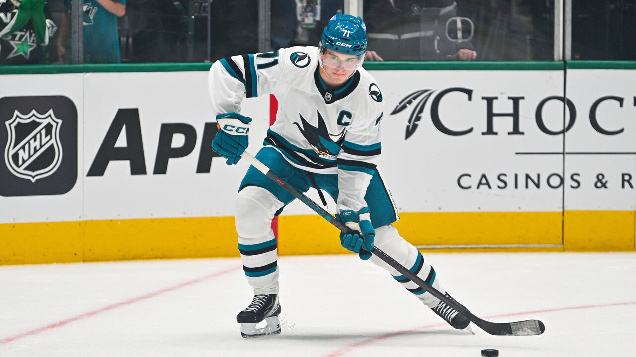 DALLAS, TX - OCTOBER 05: San Jose Sharks center Macklin Celebrini (71) warms up before the NHL game between the San Jose Sharks and the Dallas Stars on October 5, 2026 at American Airlines Center in Dallas, Texas.
