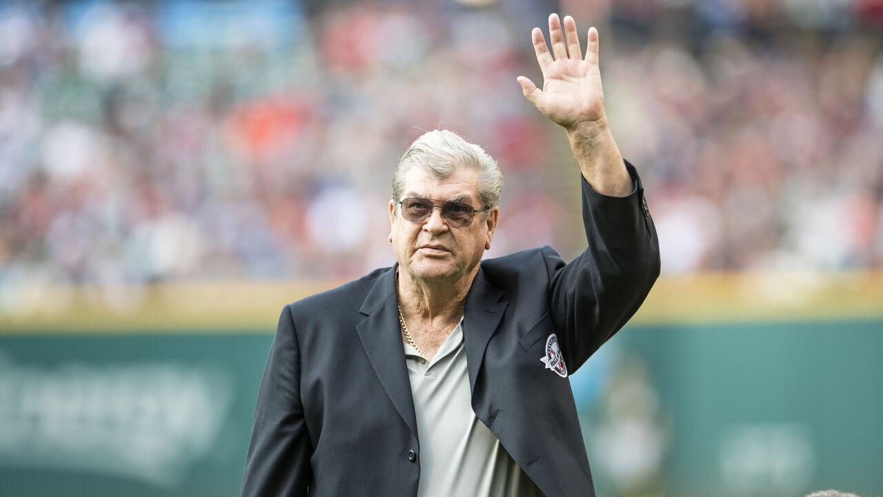 CLEVELAND, OH - JULY 30: Former Cleveland Indians player Sam McDowell during the Hall of Fame induction ceremony prior to the game against the Cleveland Indians and the Oakland Athletics at Progressive Field on July 30, 2016 in Cleveland, Ohio.