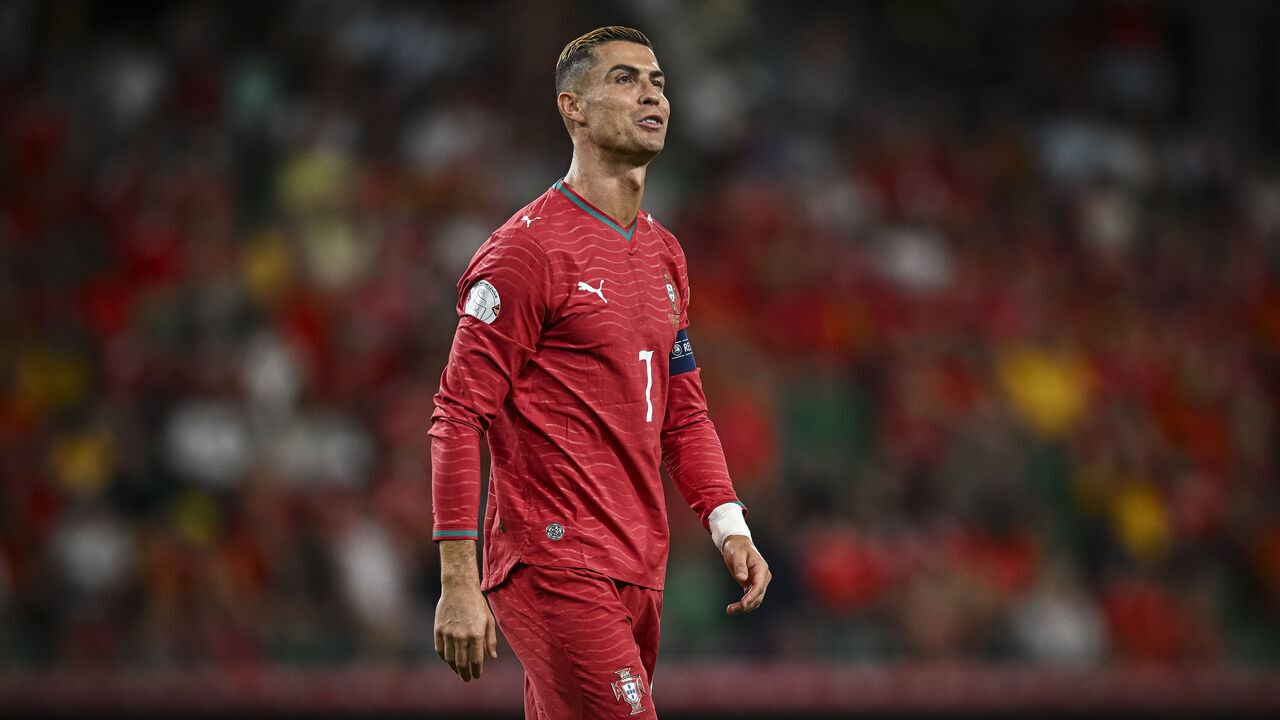 LISBON, PORTUGAL - SEPTEMBER 24: Cristiano Ronaldo of Portugal reacts during the UEFA Nations League 2026/27 group phase match between Portugal and Wales at Estadio Jose Alvalade on September 24, 2026 in Lisbon, Portugal.