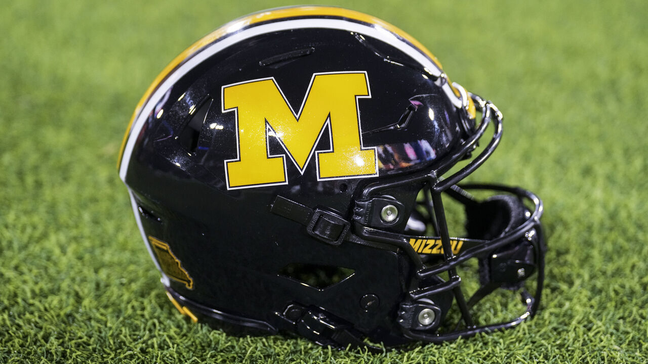 JACKSONVILLE, FL - DECEMBER 27: a Missouri Tigers helmet rests on the sidelines before the Tax Slayer Gator Bowl between the Virginia Cavaliers and the Missouri Tigers on Saturday, December 27, 2025 at EverBank Field in Jacksonville, FL
