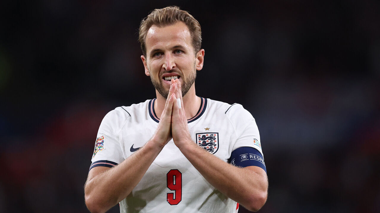 LONDON, ENGLAND - OCTOBER 06: Harry Kane of England reacts during the UEFA Nations League 2026/27 group phase match between England and Czechia at Wembley Stadium on October 06, 2026 in London, England.