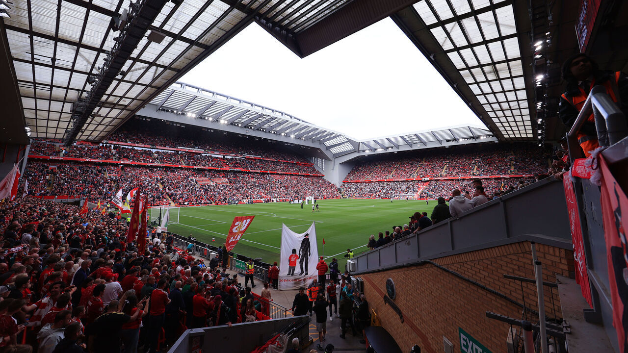 LIVERPOOL, ENGLAND - SEPTEMBER 12: A general view (GV) ahead of the Premier League 2026/27 match between Liverpool FC and Fulham at Anfield on September 12, 2026 in Liverpool, United Kingdom.