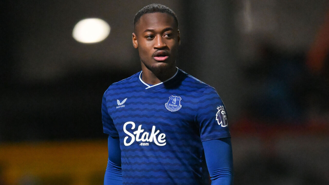Martin Sherif of Everton U21 plays during the Premier League 2 match between Tottenham Hotspur and Everton at the Lamex Stadium in Stevenage, on January 30, 2026.