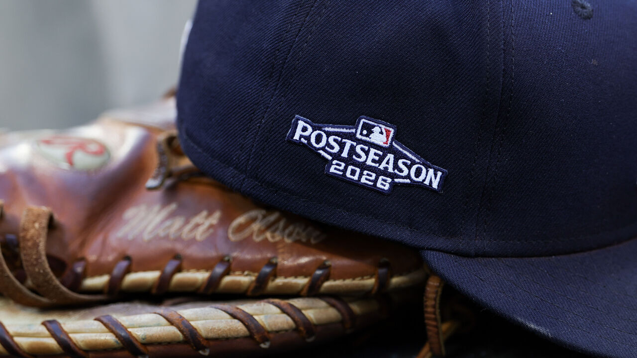 LOS ANGELES, CALIFORNIA - OCTOBER 04: A detailed view of gear used by Matt Olson #28 of the Atlanta Braves prior to the game against the Los Angeles Dodgers in game two of the National League Division Series at Dodger Stadium on October 04, 2026 in Los Angeles, California.