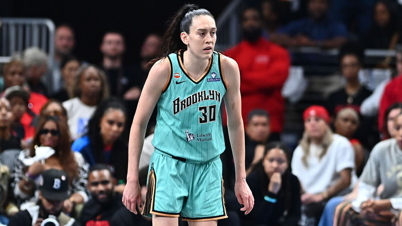 ATLANTA, GEORGIA - OCTOBER 07: Breanna Stewart #30 of the New York Liberty look on against the Atlanta Dream during the fourth quarter of game two of the semifinals of the WNBA playoffs at State Farm Arena on October 7, 2026 in Atlanta, Georgia.