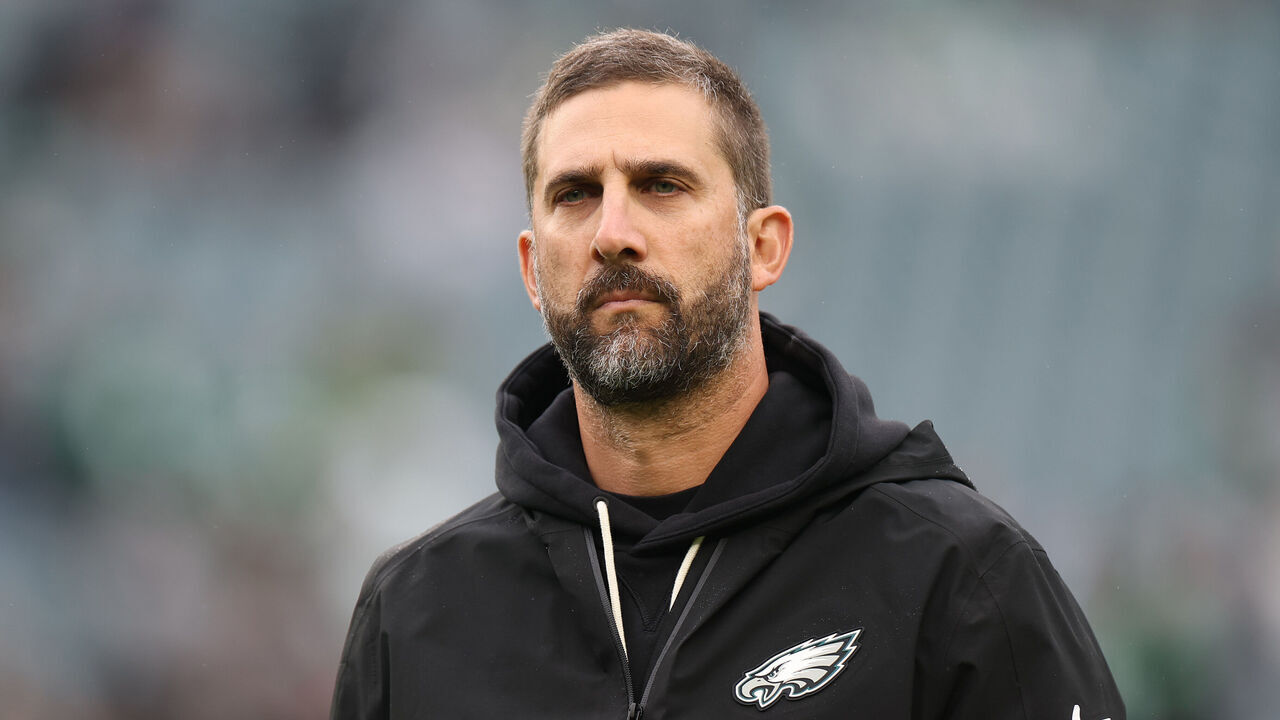 PHILADELPHIA, PENNSYLVANIA - OCTOBER 04: Head coach Nick Sirianni of the Philadelphia Eagles looks on prior to the game against the Los Angeles Rams at Lincoln Financial Field on October 04, 2026 in Philadelphia, Pennsylvania.