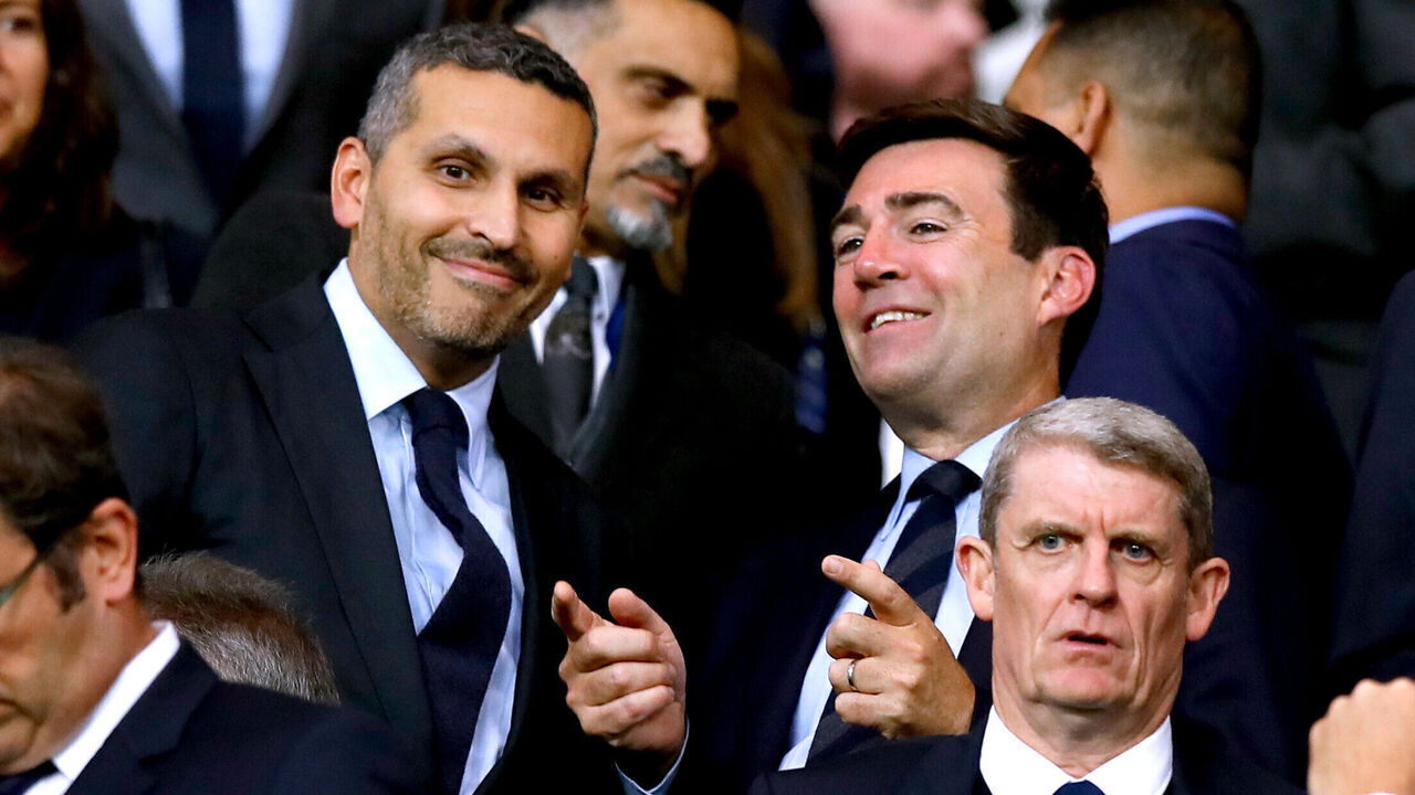 The Mayor of Manchester Andy Burnham (third left) speaks to Manchester City Chairman Khaldoon Al Mubarak prior to the Vincent Kompany Testimonial at the Etihad Stadium, Manchester.