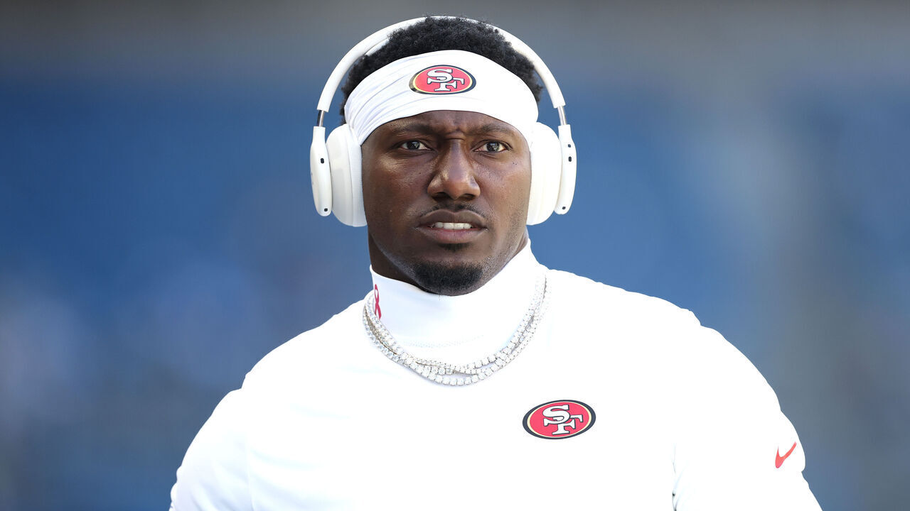 SEATTLE, WASHINGTON - OCTOBER 11: Deebo Samuel Sr. #19 of the San Francisco 49ers looks on before the game against the Seattle Seahawks at Lumen Field on October 11, 2026 in Seattle, Washington.
