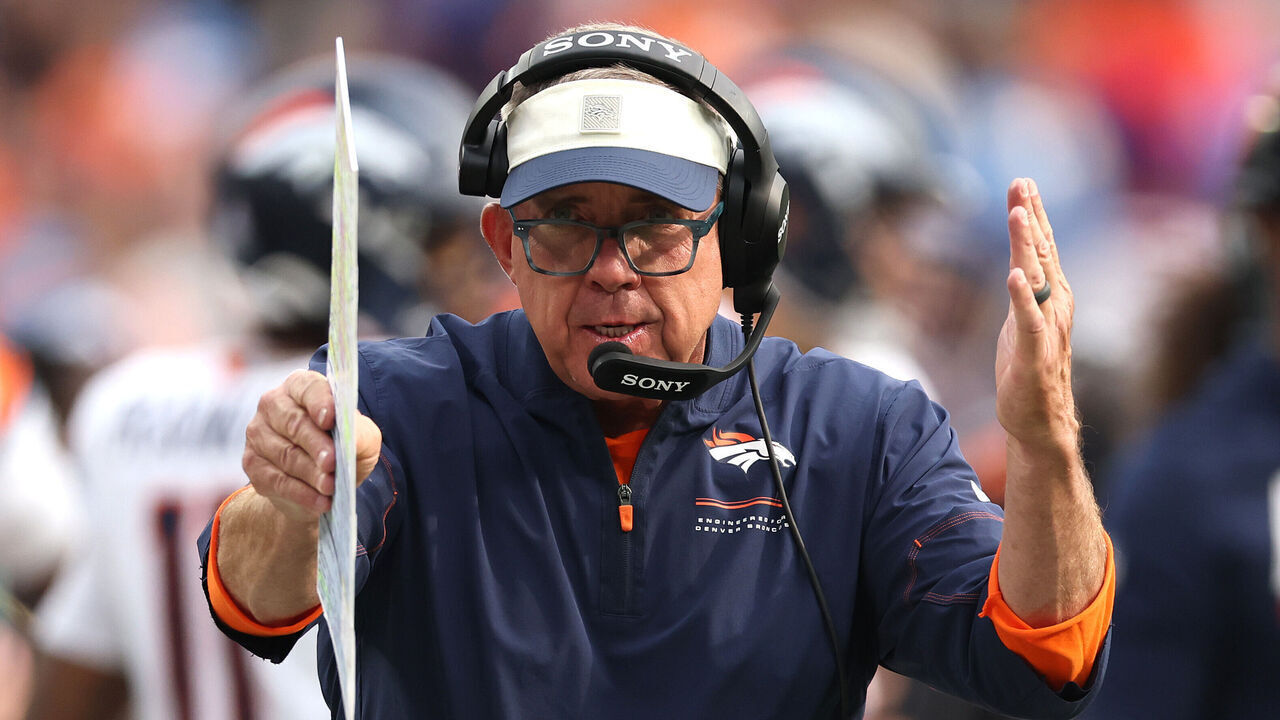 INGLEWOOD, CALIFORNIA - OCTOBER 11: Head coach Sean Payton of the Denver Broncos gestures during the fourth quarter against the Los Angeles Chargers at SoFi Stadium on October 11, 2026 in Inglewood, California.