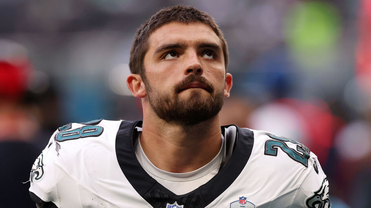 LONDON, ENGLAND - OCTOBER 11: Will Shipley of the Philadelphia Eagles looks on during the 2026 NFL London Games match between Philadelphia Eagles and Jacksonville Jaguars at Tottenham Hotspur Stadium on October 11, 2026 in London, England.
