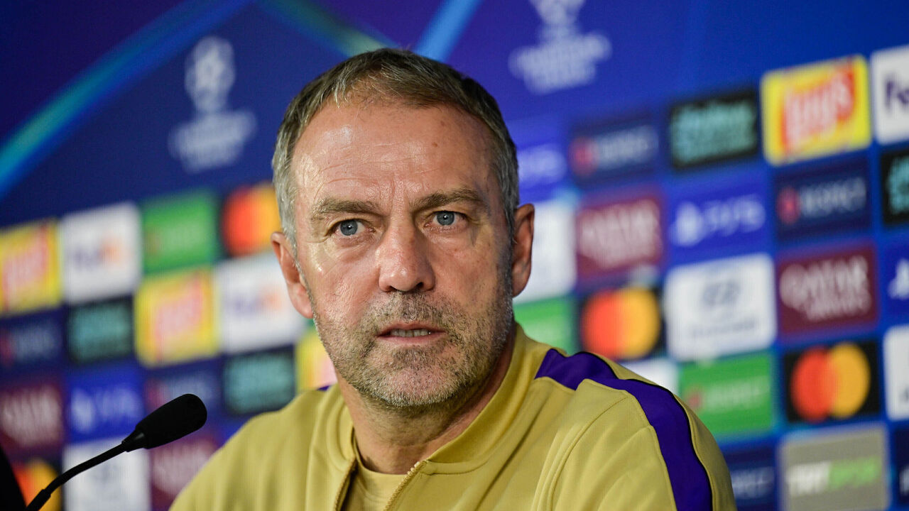 ISTANBUL, TURKIYE - OCTOBER 12: Head Coach of Barcelona Hansi Flick attends press conference ahead of UEFA Champions League Week 2 match between Galatasaray and Barcelona at RAMS Park in Istanbul, Turkiye on October 12, 2026.