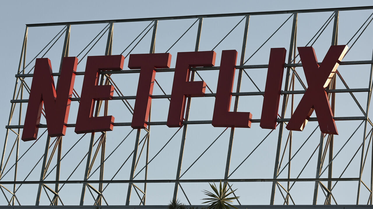 The Netflix logo is seen on the roof of an office building in Los Angeles, California, on May 29, 2026.