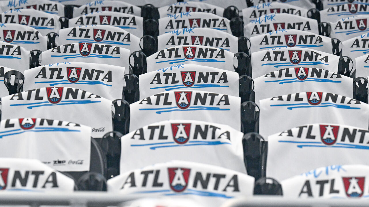 ATLANTA, GA - OCTOBER 04: Atlanta Dream towels await the fans prior to the start of the WNBA second round playoff game between the New York Liberty and the Atlanta Dream on October 4th, 2026 at State Farm Arena in Atlanta, GA.