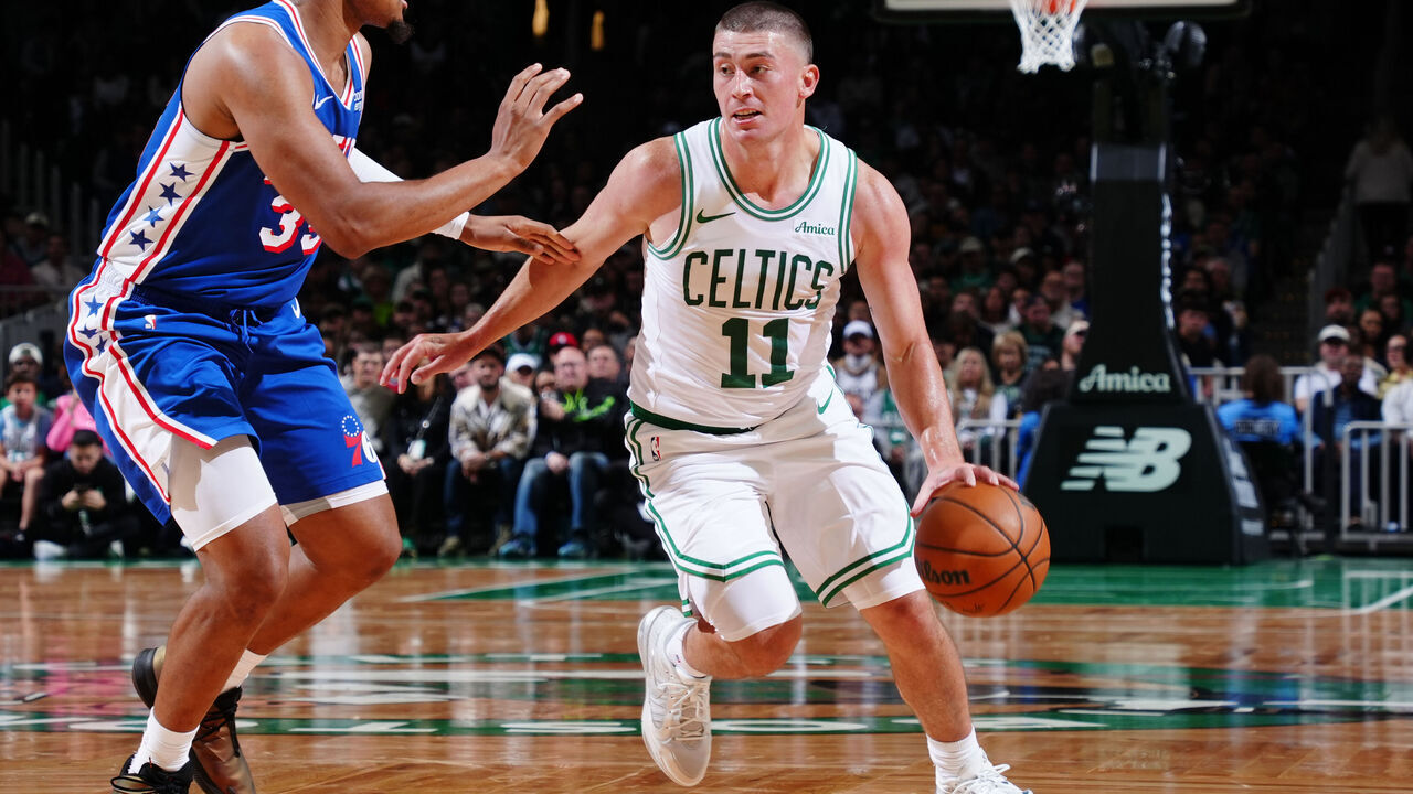 BOSTON, MA - OCTOBER 10: Payton Pritchard #11 of the Boston Celtics dribbles the ball during the game against the Philadelphia 76ers on October 10, 2026 at TD Garden in Boston, Massachusetts. NOTE TO USER: User expressly acknowledges and agrees that, by downloading and/or using this Photograph, user is consenting to the terms and conditions of the Getty Images License Agreement. Mandatory Copyright Notice: Copyright 2026 NBAE