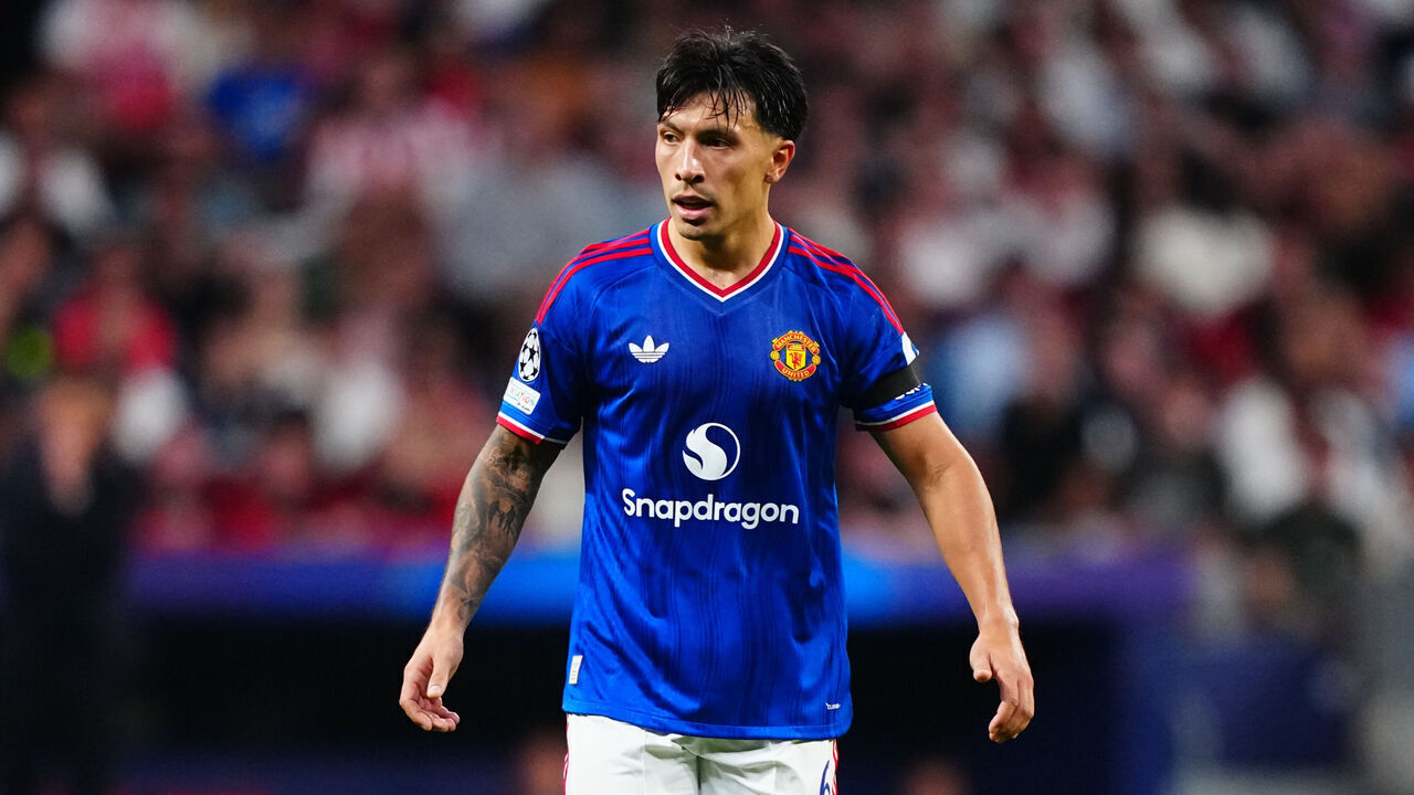 MADRID, SPAIN - OCTOBER 13: Lisandro Martinez of Manchester United is seen in action during the UEFA Champions League 2026/27 League Phase MD2 match between Atletico de Madrid and Manchester United at Estadio Metropolitano on October 13, 2026 in Madrid, Spain.