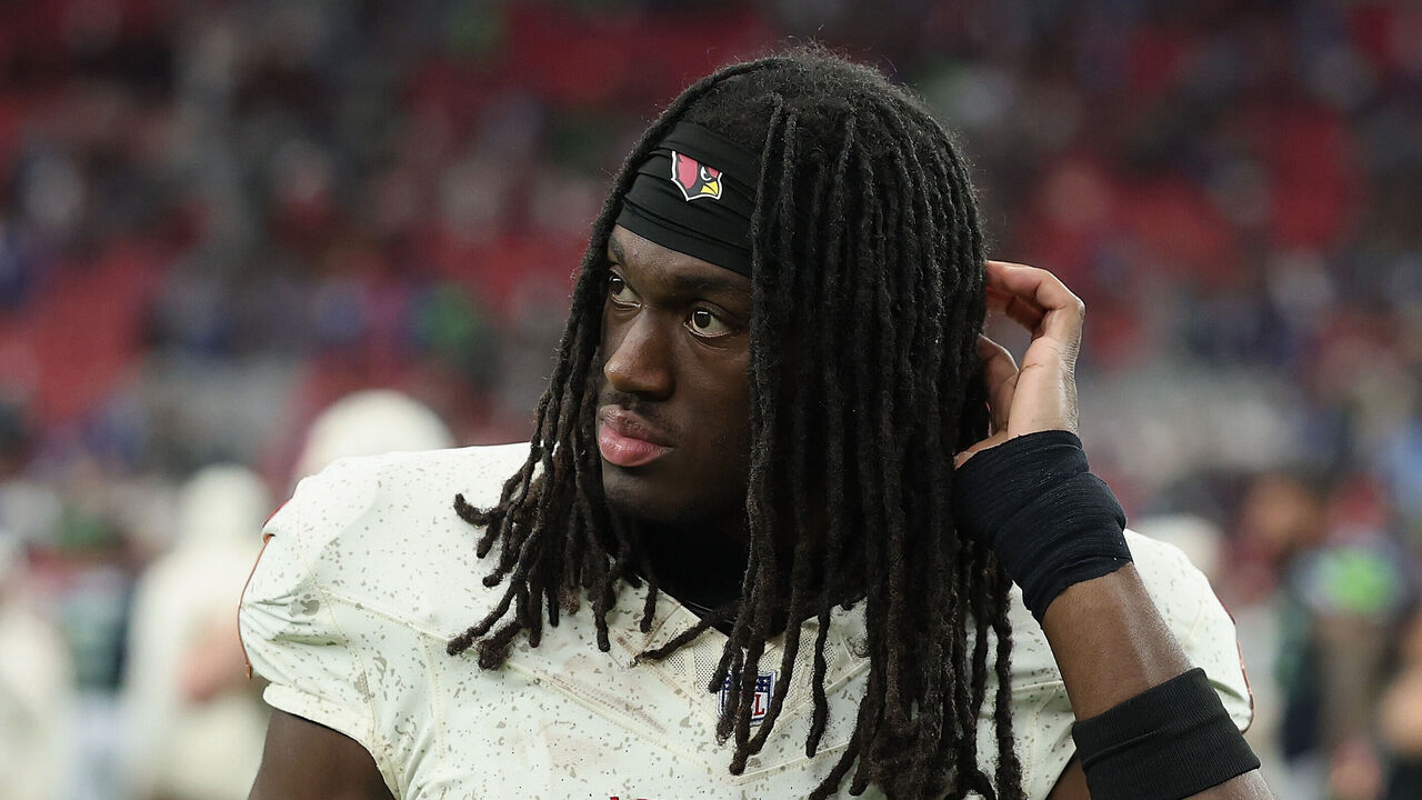 GLENDALE, ARIZONA - SEPTEMBER 20: Marvin Harrison Jr. #18 of the Arizona Cardinals walks off the field following the NFL game at State Farm Stadium on September 20, 2026 in Glendale, Arizona. The Seahawks defeated the Cardinals 31-7.