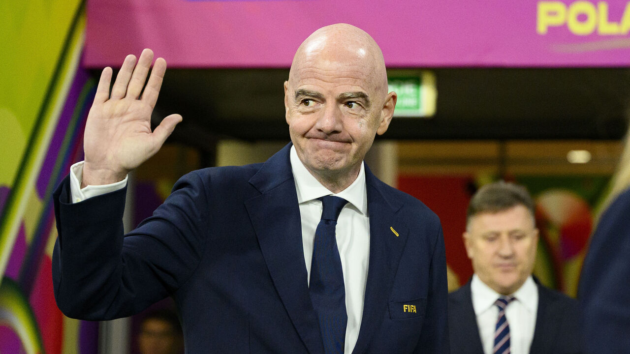 LODZ, POLAND - SEPTEMBER 27: FIFA President Gianni Infantino attends the Winner's Ceremony following the FIFA U-20 Women's World Cup Final match between Spain and DPR Korea at Stadion Miejski LKS Lodz on September 27, 2026 in Lodz, Poland.