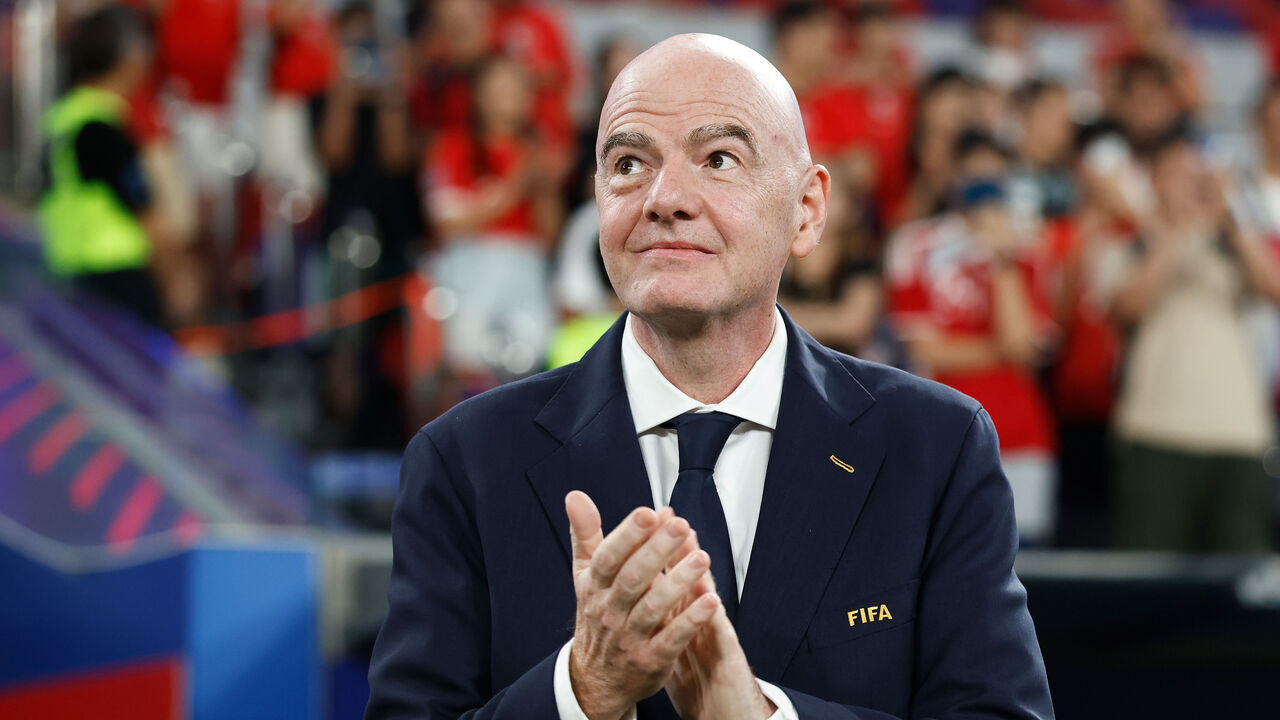 HONG KONG, CHINA - OCTOBER 03: Gianni Infantino, President of FIFA, applauds following the FIFA ASEAN CUP Division 2 final between Hong Kong and Cambodia at Kai Tak Stadium on October 03, 2026 in Hong Kong, China.