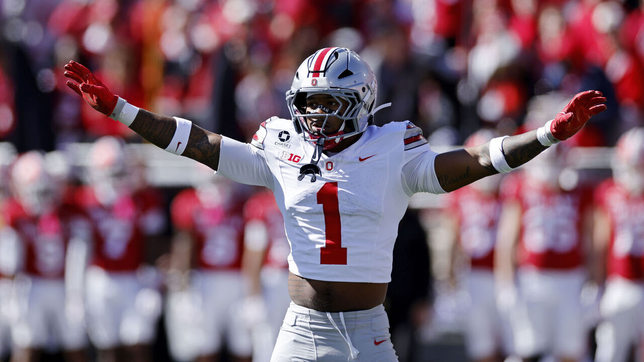 BLOOMINGTON, IN - OCTOBER 17: Earl Little Jr. (1) of the Ohio State Buckeyes reacts after an incomplete pass in the first half during the college football game against the Indiana Hoosiers on October 17, 2026 at Memorial Stadium in Bloomington, Indiana.